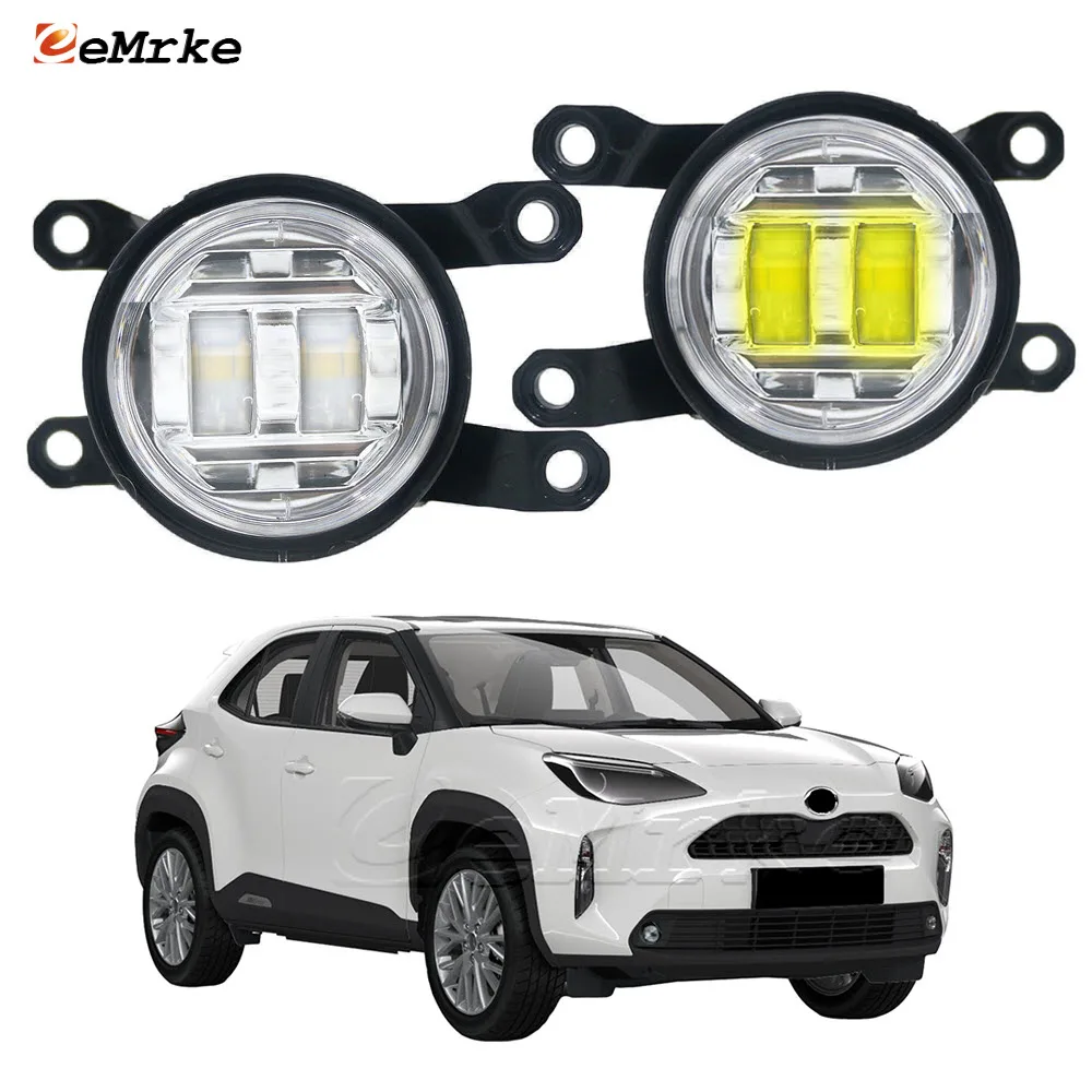 2X 30W Led Front Bumper Fog Driving Lamp with Lens DRL for Toyota Yaris Cross 2020 2021 2022 2023 Car Fog Lights Assembly