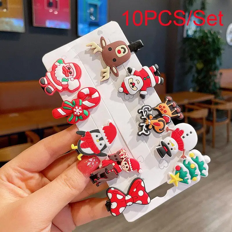 

10Pcs/Set Baby Hair Clips Christmas Santa Claus Deer Hairpin For Girls Headband Kids Barrettes Hairgrip Baby Hair Accessories