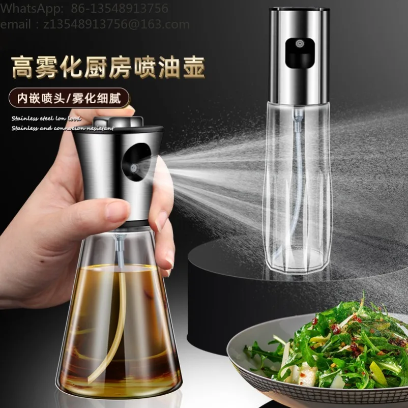 304 stainless steel oil spray pot multi-functional atomizing oil spray bottle barbecue steak press injector