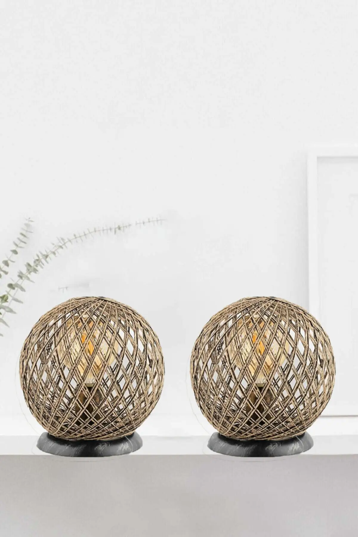 2 Piece Balle Globe Lampshade Jute Beige Table Lamp Stylish Useful Multifunctional 2022 Trend Model