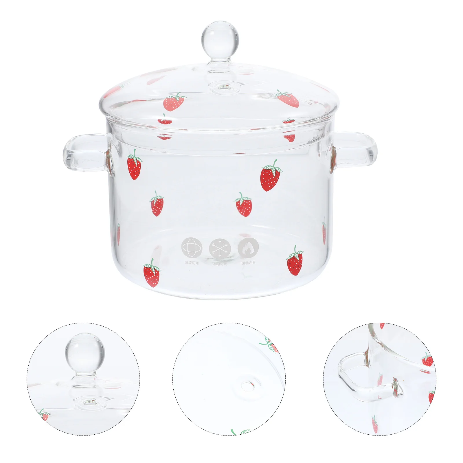 

Glass Soup Pot High Borosilicate Double Handle Lid Clear Cooking Pot for Household Kitchenware Soup Milk Sauce Noodle