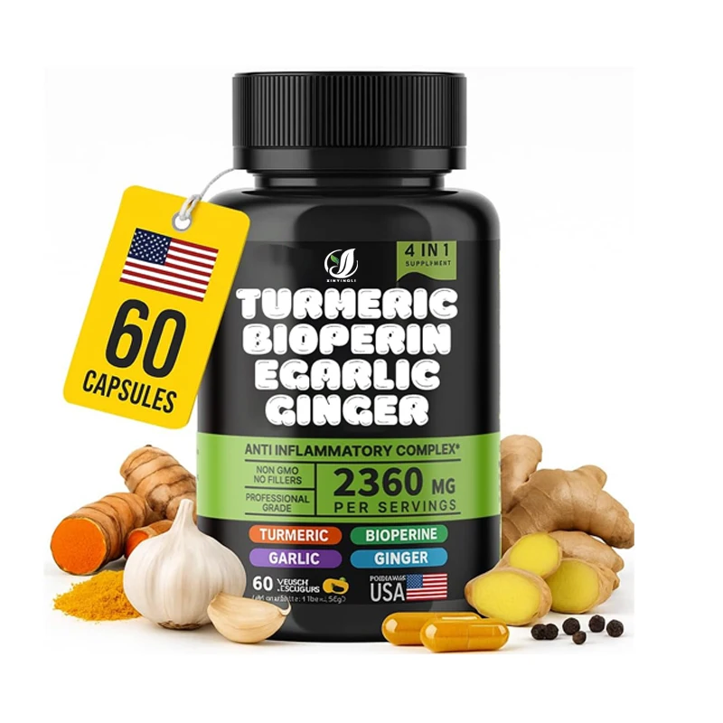 Turmeric Curcumin Supplement Containing Pepper and Garlic, Used for Joint Support and Immune Health -60 Vegetarian Capsules