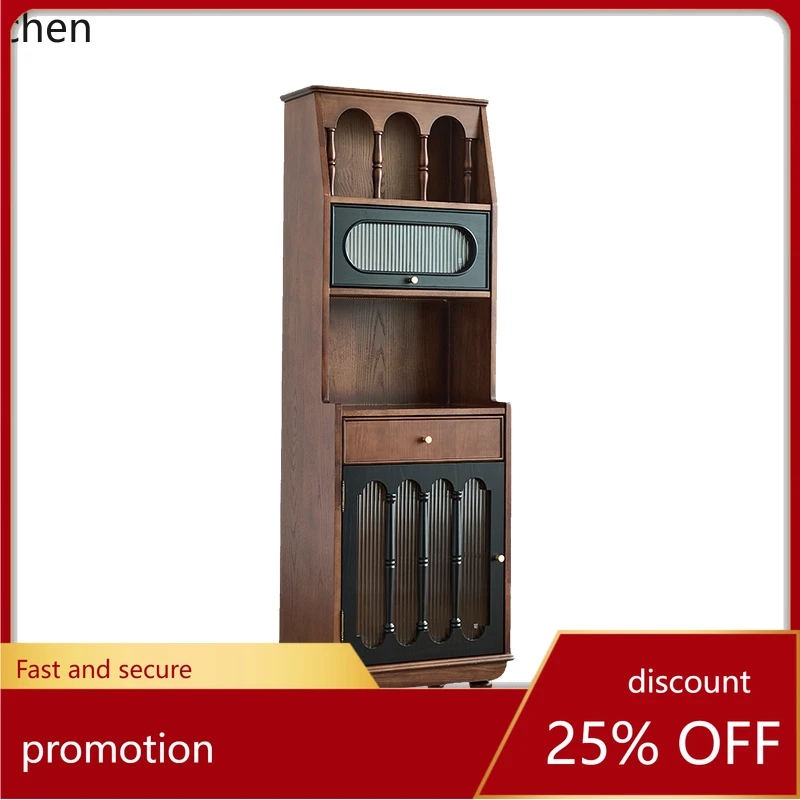 

CZ French Vintage Style Wine Cabinet Living Room Integrated Wall-Mounted Sideboard Home Narrow Edge Solid Wood Tea Cabinet