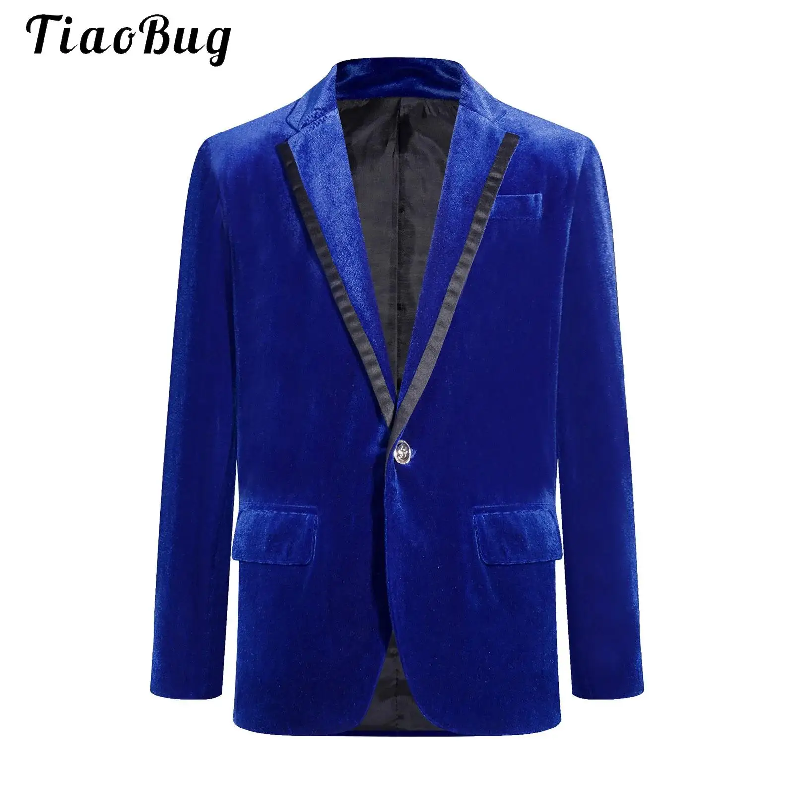 

Gentlemen Boys Velvet Blazer Tops Notch Lapel One Button Tuxedo Jacket Suit Coat Halloween Wedding Party Performance Clothes