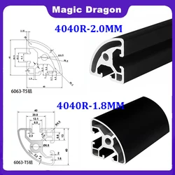 1Pcs European Standard 4040R Thickened Semi-Circular Arc Clad Black Aluminum Oxide Profile Frame For CNC 3D Printer 100-1000MM