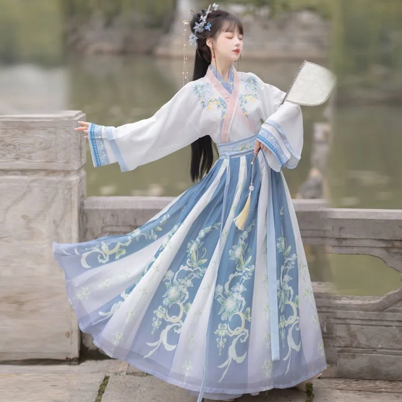 Fairy Hanfu Female Ancient Costume Tops Skirt WomenAncient Costume Stage Performance Cosplay Weijin Dynasty Preppy Student Party