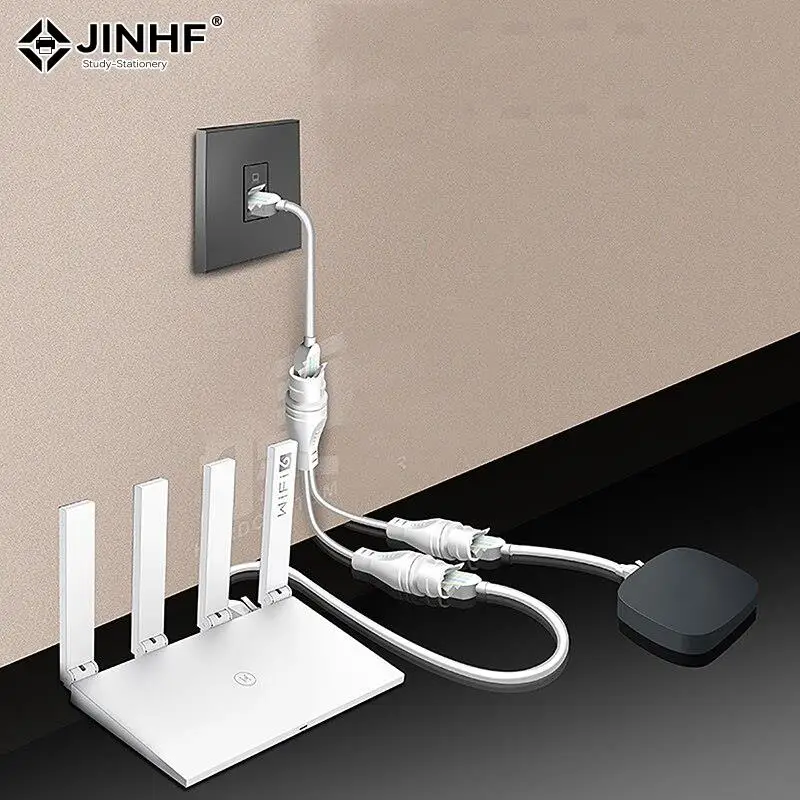 POE Splitter 2-in-1 Network Cabling Connector Three-way RJ45 Connector for Security Camera install Dual Purpose Poe Separator