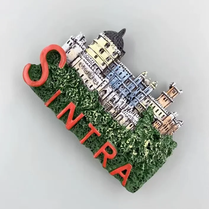 Portugal's Sintra Pe ñ a Palace tourism commemorative three-dimensional hand-painted creative landmark decoration magnet refrige