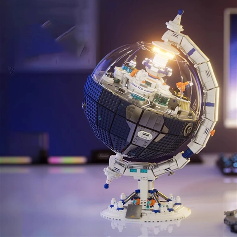 

Rotatable globe building blocks future world space universe series assembly model large size children's toy birthday gift