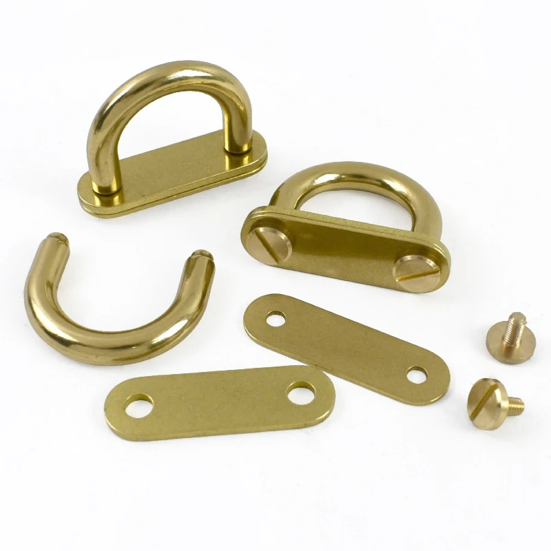 1/2/4/5Pcs 15mm/19mm Brass D Ring Buckle Bag Arch Bridge Screw Anchor Nail Connector Hook Leather Craft Strap Hanger Clamp Kits