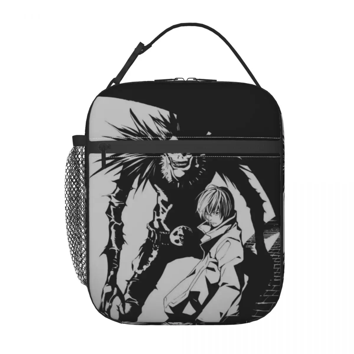 Custom Deathes Anime Note Thermoisolierte Lunchtasche für Damen, wiederverwendbare Bento-Box für Picknick im Freien, Aufbewahrung von Lebensmitteln, Tragetaschen