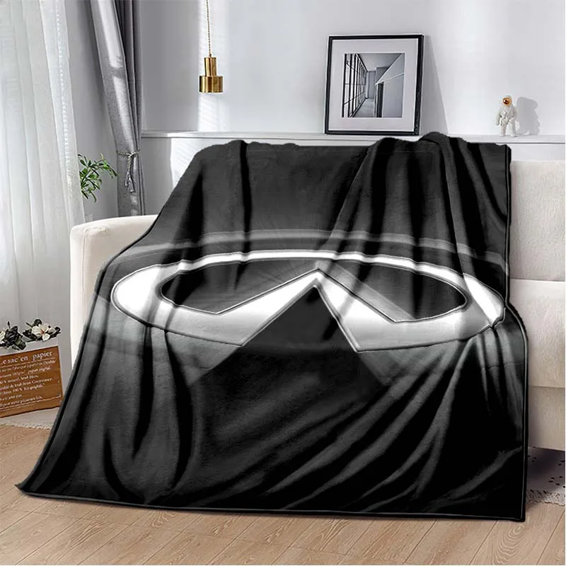 I-Infiniti Car Logo Print Flannel Blanket Soft Warm All Season Throw For Sofa Bedroom Couch Indoor Home Bedding Decor Holiday