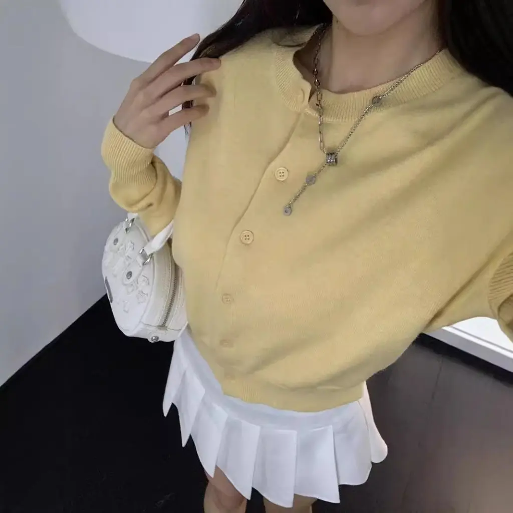 

Women's Long-Sleeved Cardigan Knitwear 280 Hot Girl Style Slim Fit Single-Breasted Outer Jacket for Autumn