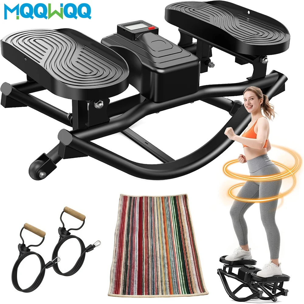 320LBS Weight Capacity Rock Stepper At Home, Noise-Reducing & Portable Rocker Exercise Equipment with Resistance Bands