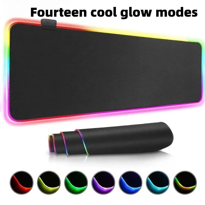 14 coole leuchtende Modi, leuchtendes Mauspad, Gaming-Mauspad, glatte Oberfläche, rutschfeste Gummiunterseite, geeignet für Büro und Gaming