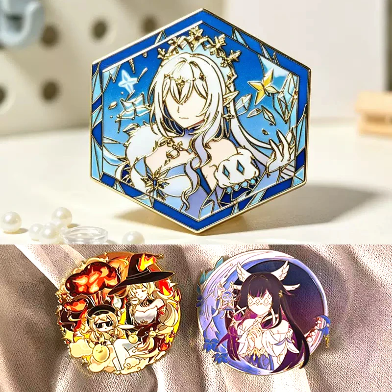 Genshin Imact Anastasya Feodorovna Snezhnaya Brooches Colthes DIY Accessories Anime Klee Alice Moon Maiden Halloween Xmas Gifts