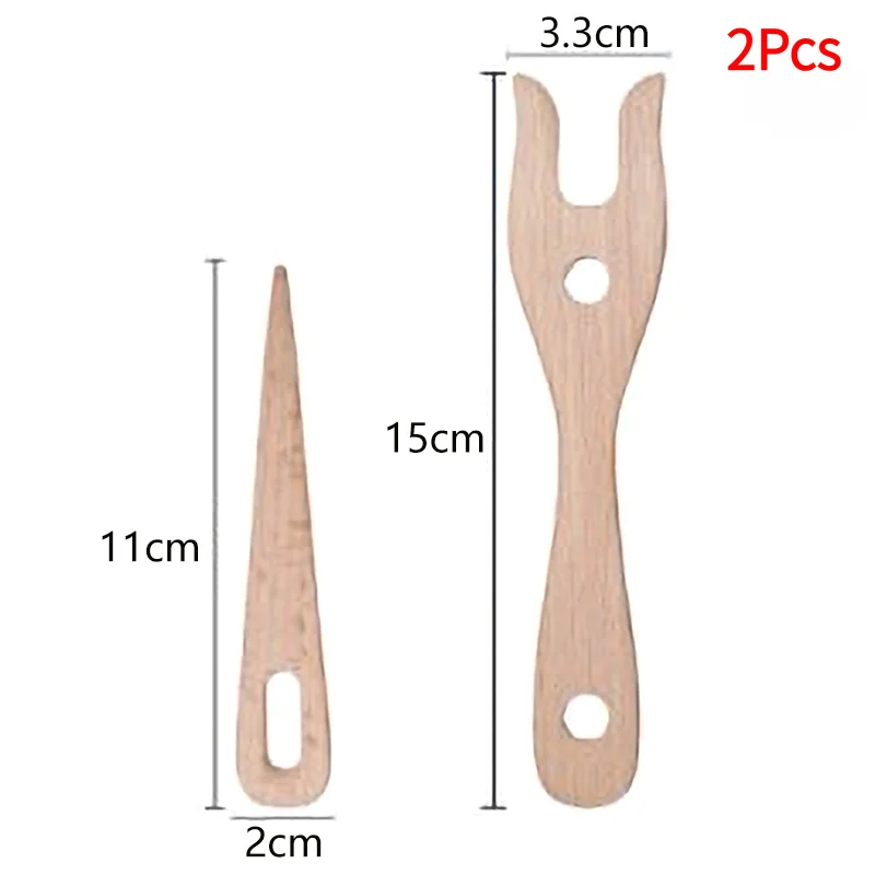 2Pcs Knitting Fork And Eye Needle Kit Wooden Cording Tool Fork Braider Lightweight Knitting Fork Braided Tool‘