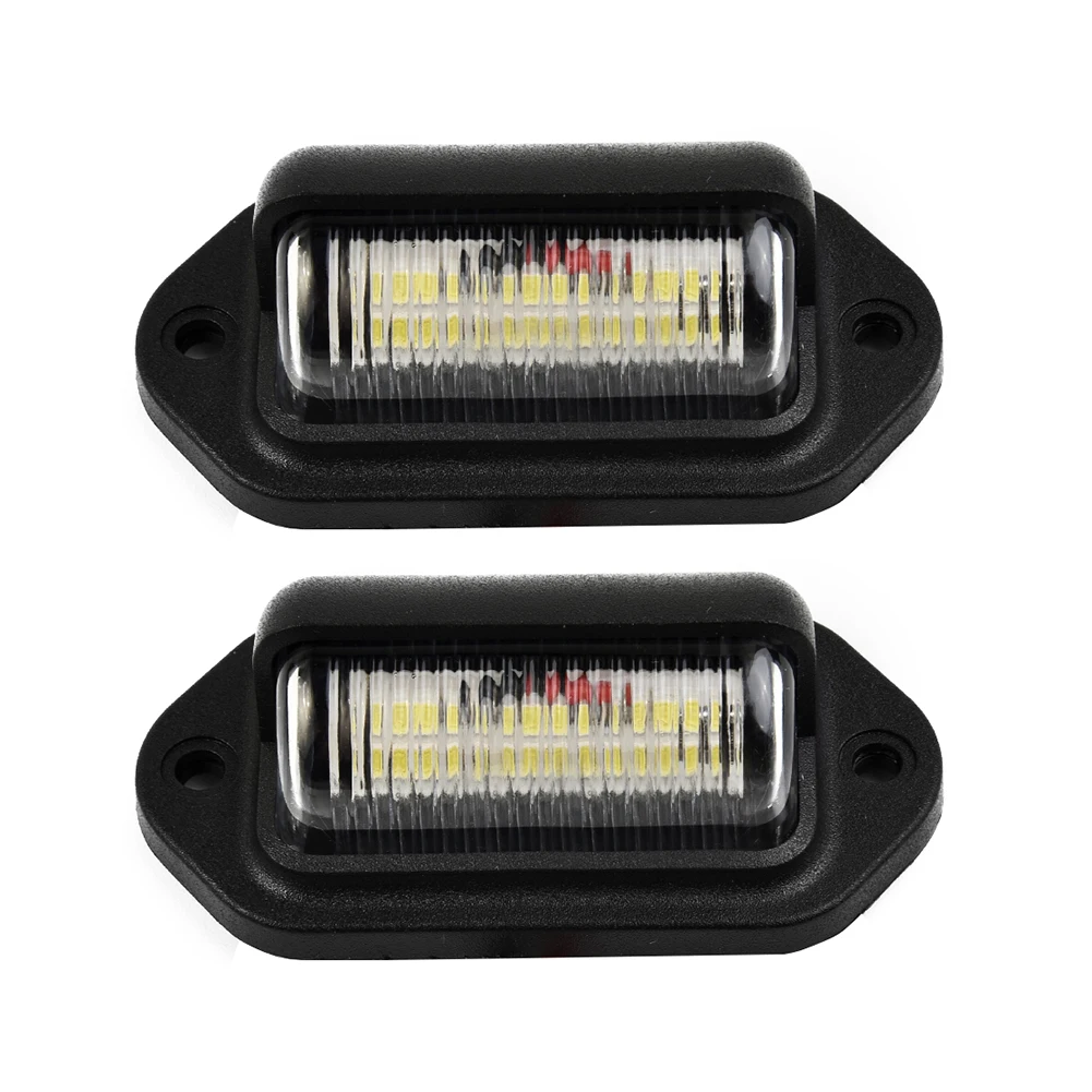 Lampu plat nomor LED, lampu bohlam terang IP65 mobil praktis penggantian 12V 2 kawat Set 2 buah 6-LED truk