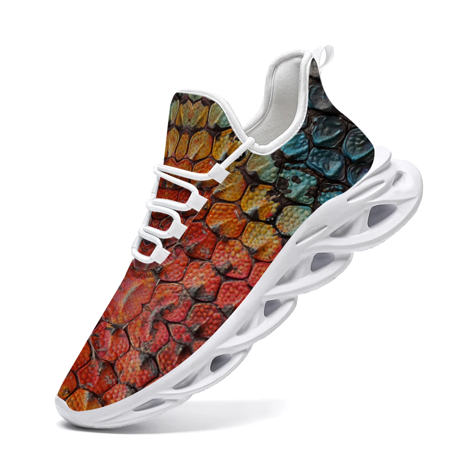 

Customizable lizard scale casual sport shoes youth casual running shoes mesh lace-up shoes sneakers EUR36-48
