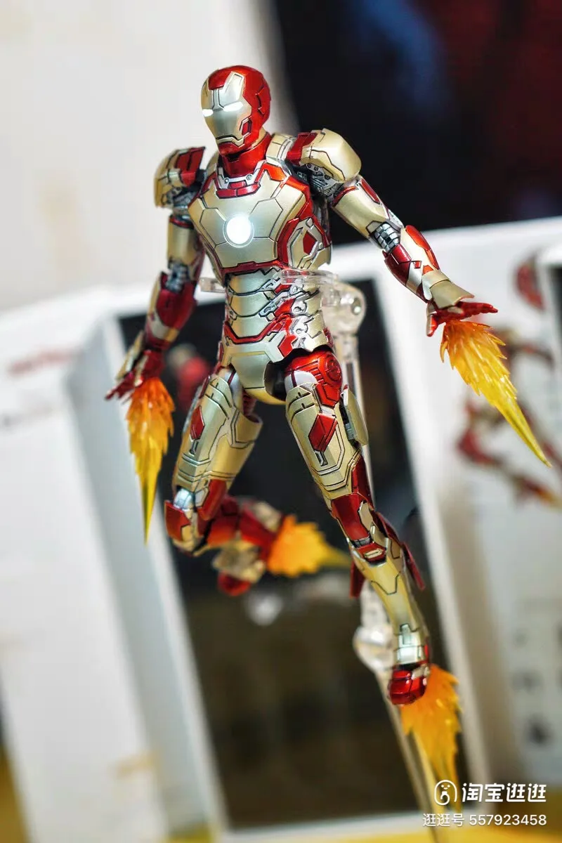 Hot Comicave Iron Man 1/12 Marvel Anime Figure Armor Mk43/42 Joint Movable Led Model 75% Alloy Collectible Toys Xmas Gift