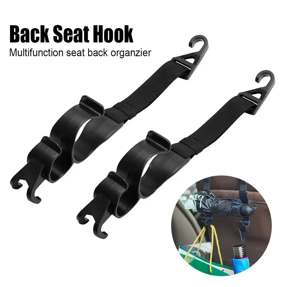 2Pcs Adjustable Car Seat Backrest Storage Hooks Electric Car Hooks Durable Umbrella Bag Jacket Rear Seat Hooks Car Accessories
