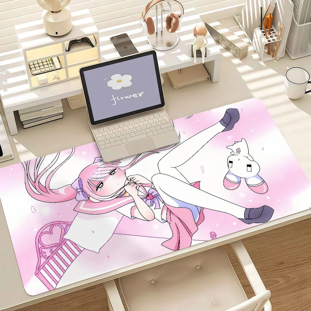 Sweet Pastel Kawaii Anime Character Large Mice Mat Mousepad Non‑Slip Rubber Base Desk Mat for Gaming Office Table Decoration