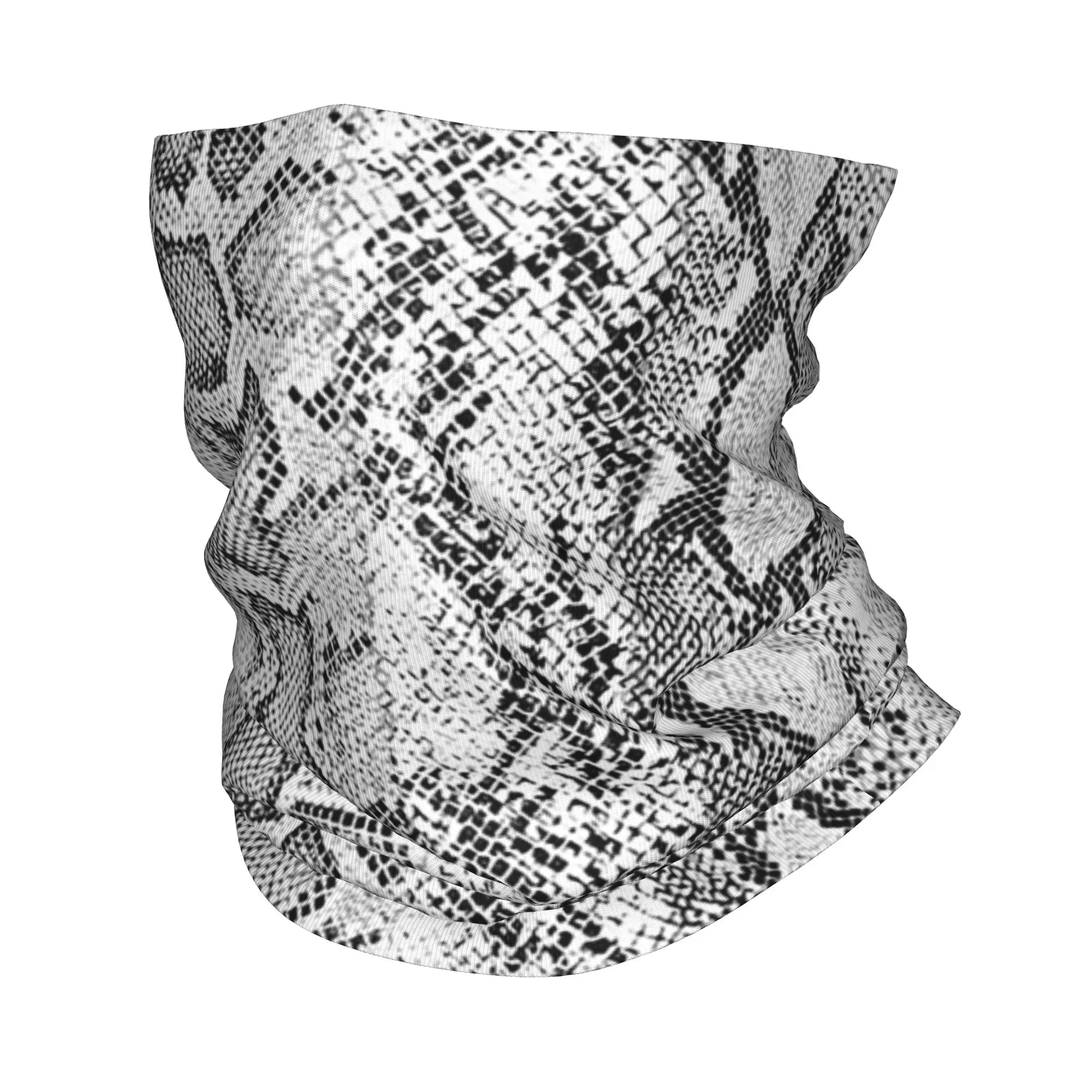 Off White Grey Snake Skin Pattern Bandana Neck Gaiter Printed Mask Scarf Multi-use Cycling Scarf Outdoor Sports Unisex Adult