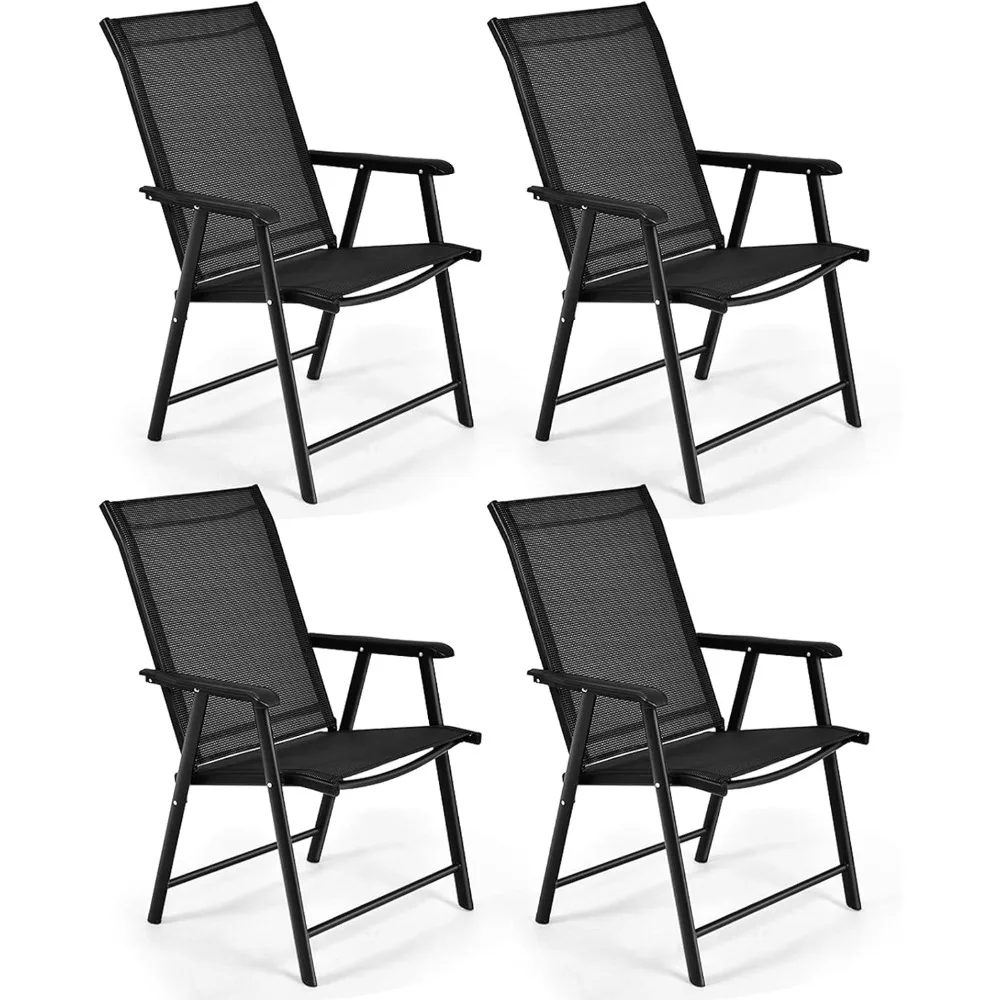 

Patio Chairs, Outdoor Foldable Sling Chairs with Armrests for Lawn Garden Backyard Poolside Porch, Folding Outdoor Chairs (Set