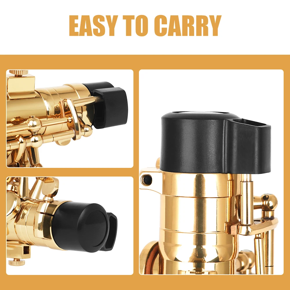 

3 Pcs Saxophone Cap Plug ABS Material Alto Sax Accessories Black Dustproof End Plugs Bent Neck Key Parts Instrument