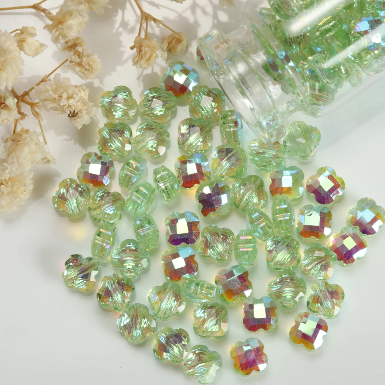 6mm Shiny Faceted Clover Glass Beads Colored Alien Crystal Beads Jewelry Making DIY Bracelet Necklace with Loose Spaced Beads