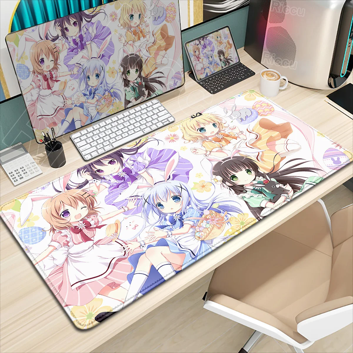 

Kawaii Girls Chino Kafuu Mouse Pad Anime Is The Order A Rabbit Non-slip Lockedge Mousepad Laptop Gaming Keyboard PC Big Desk Mat