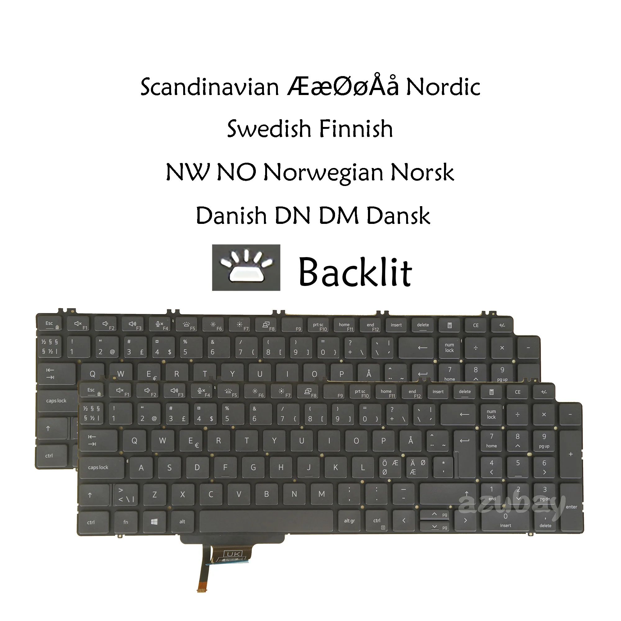 

Backlit Laptop Keyboard for Dell Precision 7550 7560 7750 7760 0XV9VN 0MH9MJ 0YWKGF 0X36MK ND Swedish Finnish Danish Norwegian