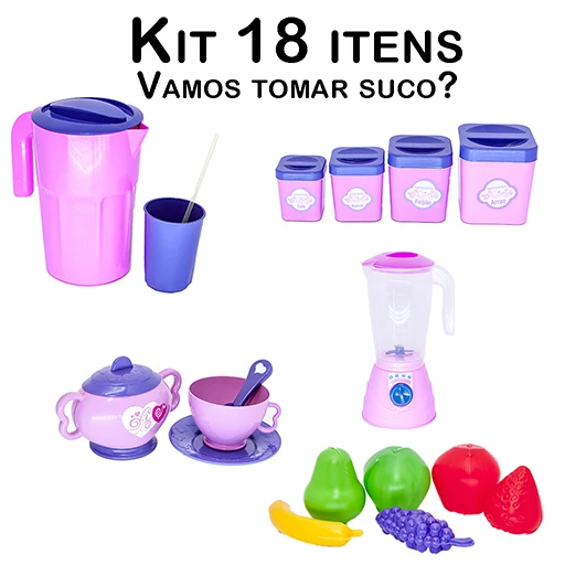 18 pc Fruit Cup Jar Blender Kitchen Toy Kit