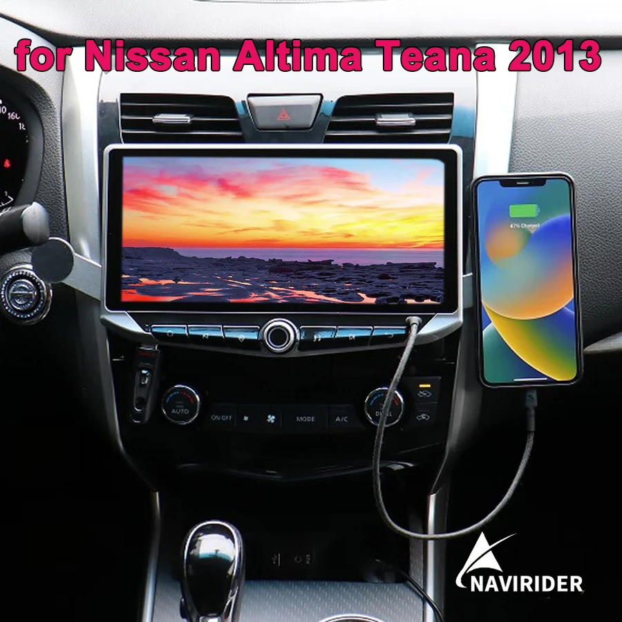 

10,88-дюймовый Android Qled-экран Carplay для Nissan Altima Teana 2013, GPS Type-C, зарядка, мобильный держатель, мультимедийный видеоплеер, стерео