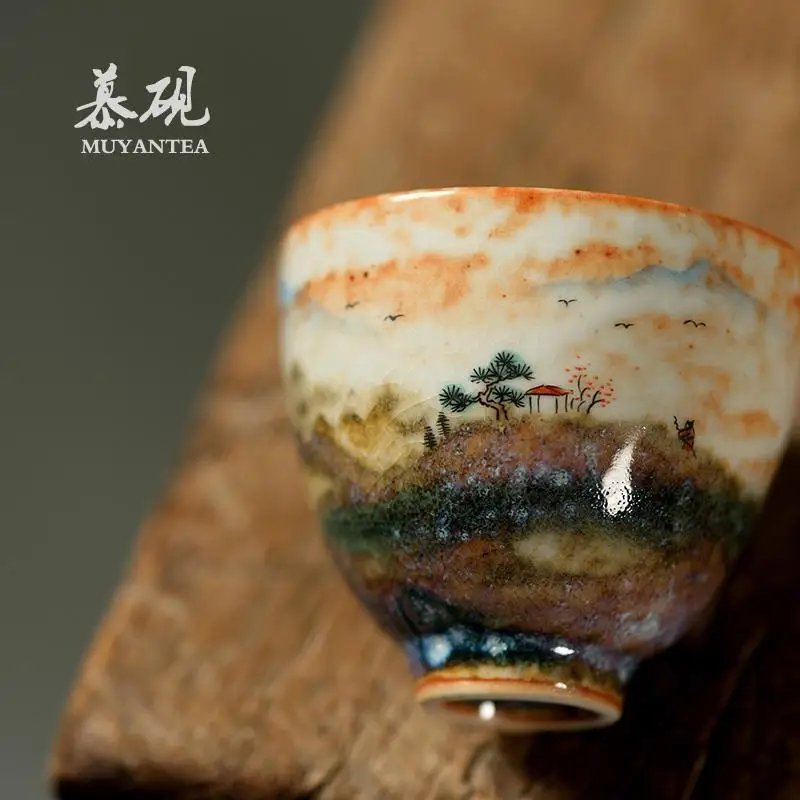 Muyan Hand-Painted Shino Ware Master Single Pure Handmade Fire Cloud Japanese Style Tasting Ceramic Kung Fu Tea Cup