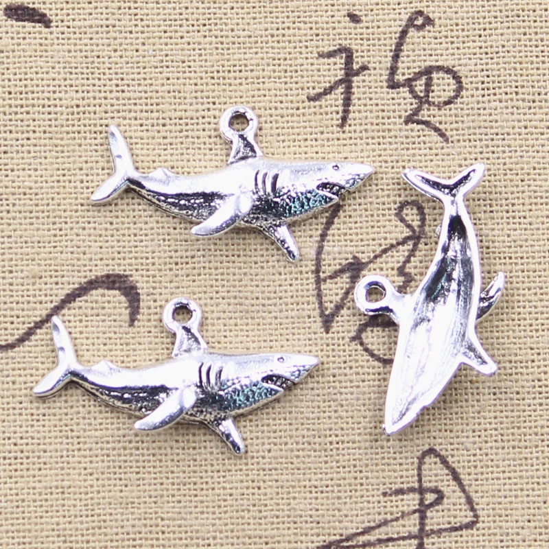 15pcs Charms Shark Fish 18x32mm Antique Silver Color Pendants DIY Crafts Making Findings Handmade Tibetan Jewelry