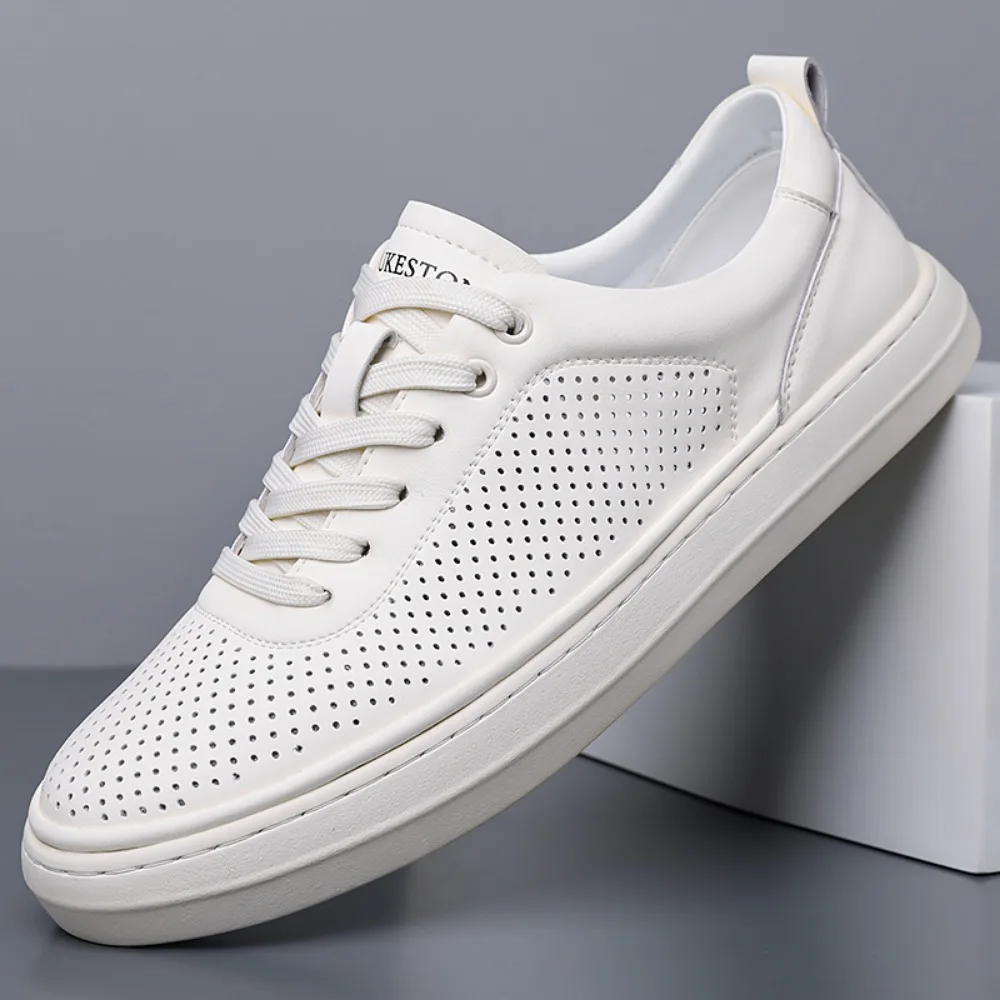 New Mens Leather Casual Shoes Comfortable Male Sneakers Non Slip Treking Footwear Leisure Walk Trainers Comfy Walking Shoes