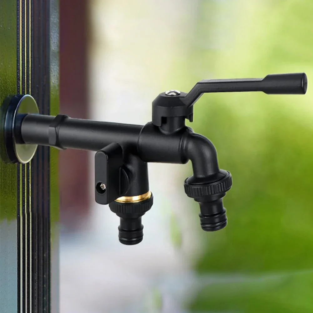 Copper Faucet Double Head Faucet 1 2 Inch Interface High Flow Rate Integrated Ball Valve Leak-Proof Seal For Garden