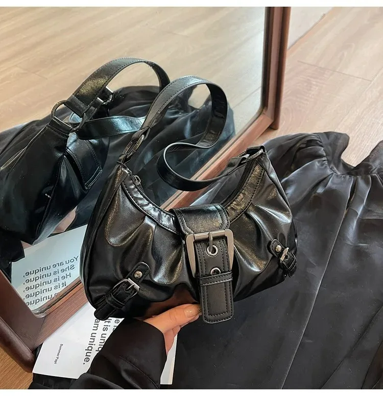Retro Y2K Plissierte Hobo-Schultertasche für Damen, Trendige Maillard-Style Unterarmtasche, Clutch-Handtaschen für Reisen, Arbeit und Shopping – Detail 32