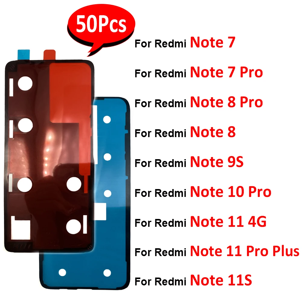 50Pcs，Waterproof Adhesive For Xiaomi Redmi Note 7 8 9 9S 10 11 se 11S 11 Pro Plus 11T 5G Sticker Back Housing Battery Cover Glue