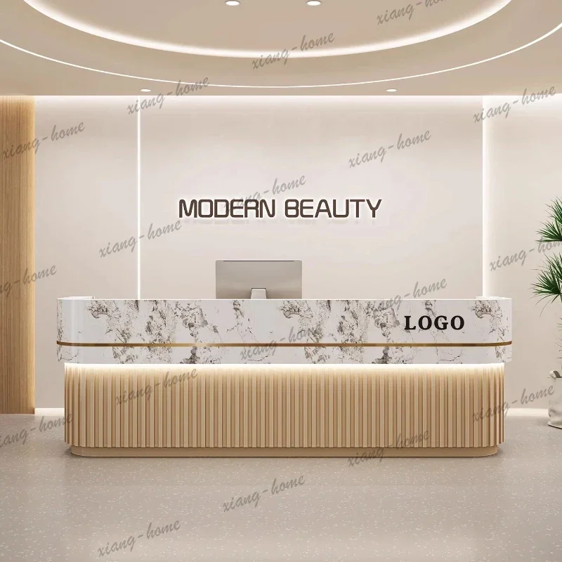 LS.Minimalist Organizers Mostrador Trendy Furniture Modern Luxury Cashier White Beauty Reception Desks Long Design Reception Des