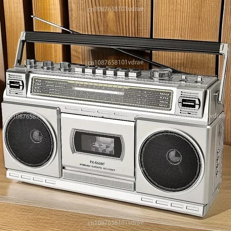 Retro Nostalgic Tape Recorder Cassette Player Radio Bluetooth Card Speaker Charging Outdoor Stereo