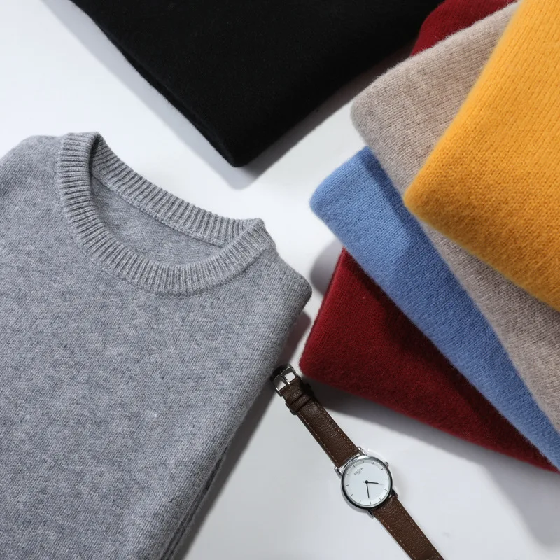 Autumn Winter Men Cashmere Sweater O-neck Soft Warm Pullovers Male Loose Knitted Shirt Korean men's winter blouse