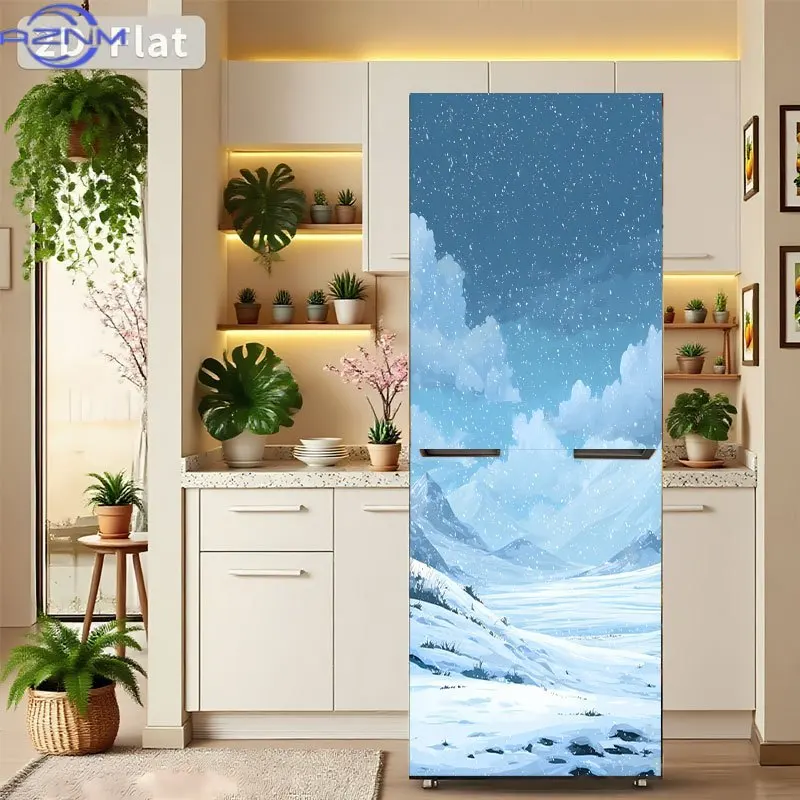 1pcs Are Just Refrigerator Stickers, Winter Snow Scene Pattern Stickers, Suitable for Refrigerator Surface Decoration, Kitchen