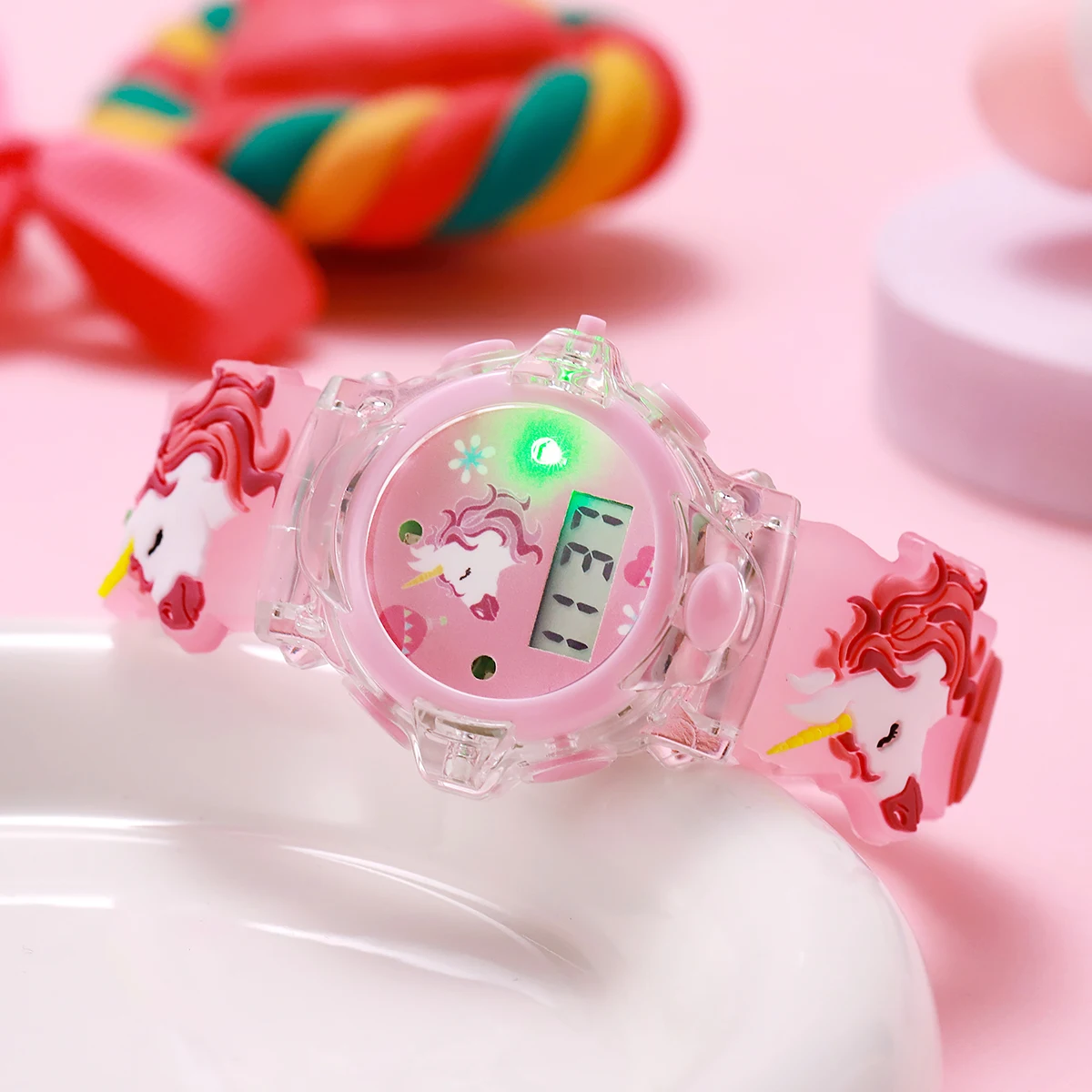 

Модные и милые светящиеся часы с единорогом, электронные наручные часы, подходящие для подарков на Рождество и Хэллоуин