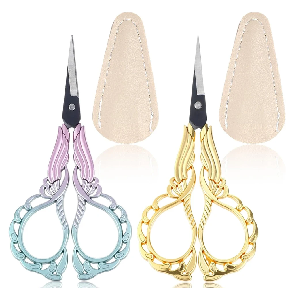 

Sewing Embroidery Scissors 4.5Inch Small Stainless Steel Vintage Scissors with Cover for Cross Stitch Needlework Yarn Cutting