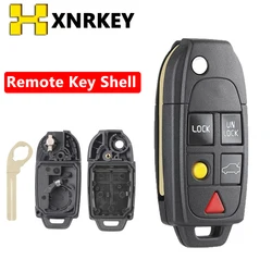 XNRKEY-Shell remoto da chave do carro da aleta, Fob para Volvo S4, S60, S80, V70, XC70, XC90, C30, V50, 2003-2014, 4 + 1, caso chave do botão 5