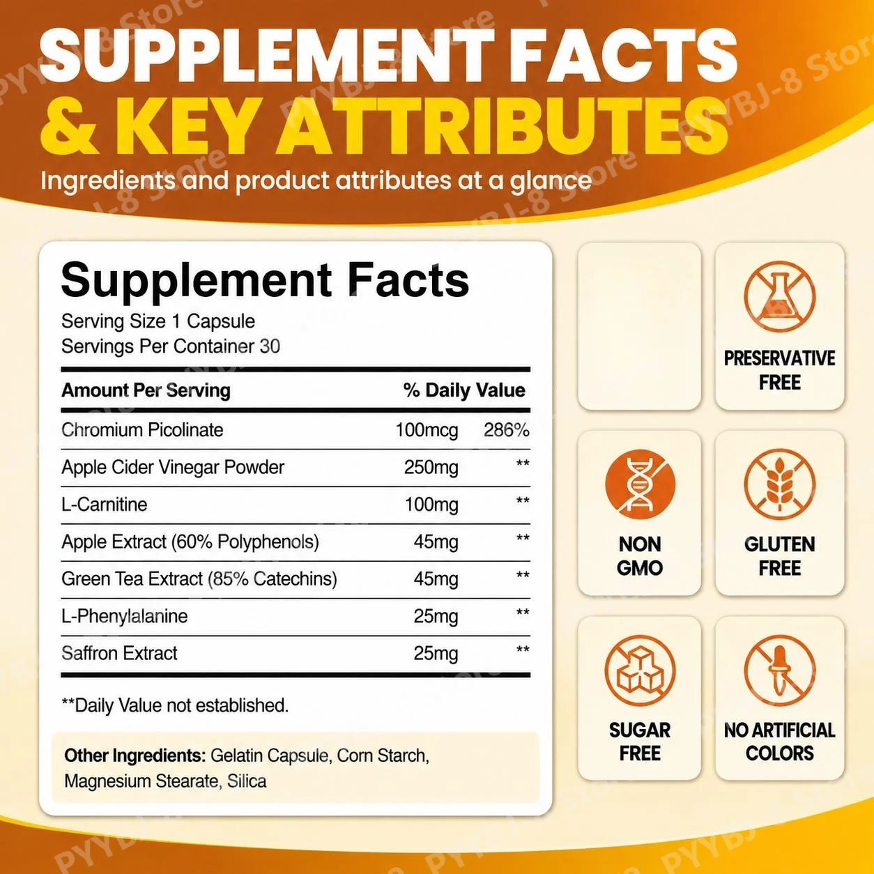 30 Capsules Apple Cider Vinegar with L-Carnitine Energy Maintenance Green Tea Extract (85% Catechins) for Health Support