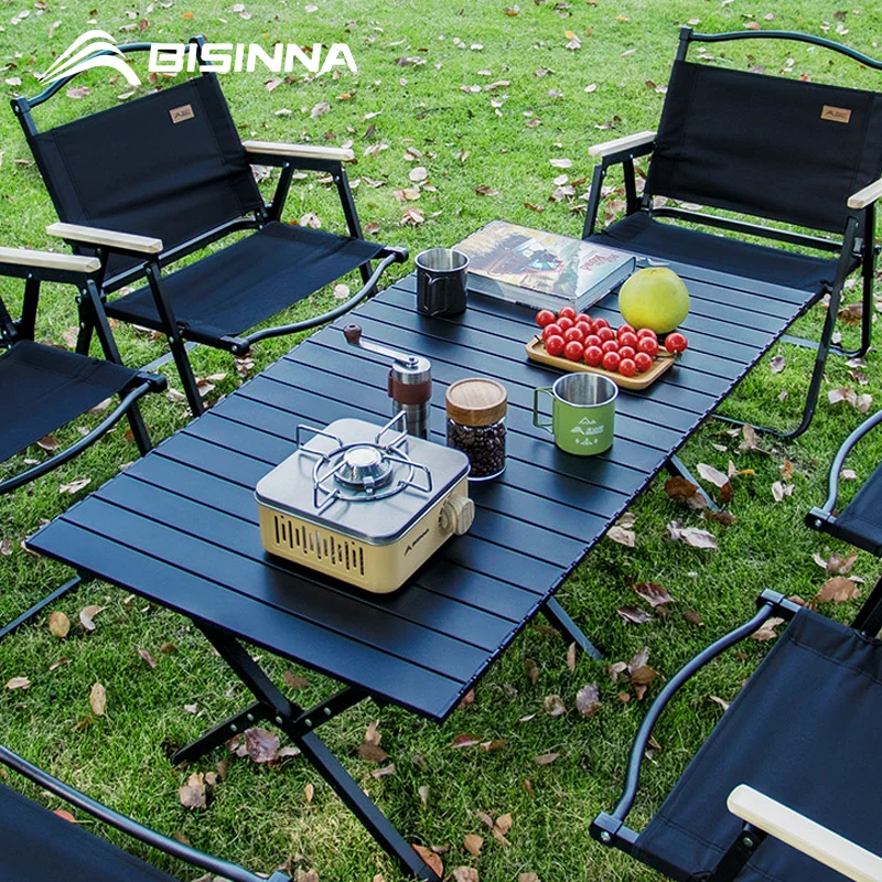 BISINNA Outdoor-Eierrollentisch, tragbarer Klapptisch, Schreibtisch aus Kohlenstoffstahl für