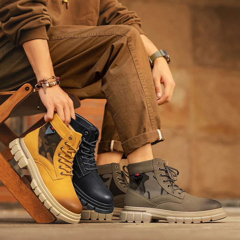 Botas de trabajo al aire libre versátiles e informales de moda para hombres